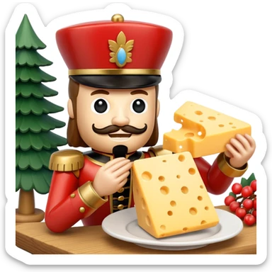 Nutcracker eating cheese sticker