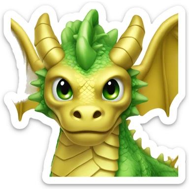 Gold dragon with green eyes  sticker
