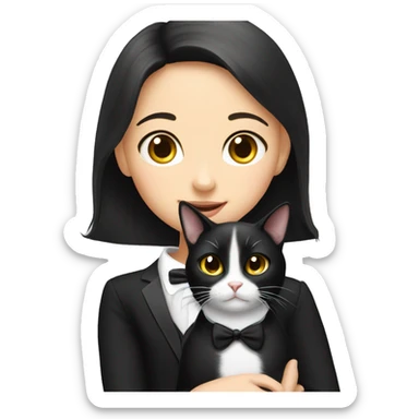 Tuxedo cat with girl sticker