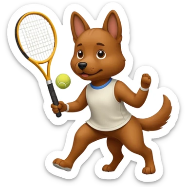 dog playing tennis sticker