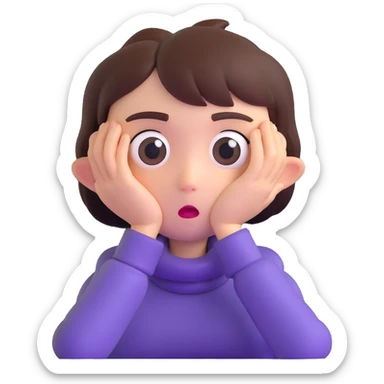 face with two hands around neck, wide eyes, annoyed expression sticker