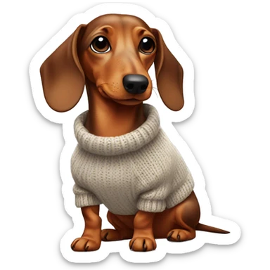 dachshund wearing a knitted sweater sticker
