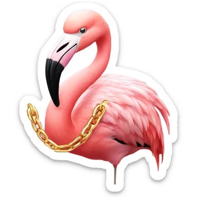 Flamingo wearing gold chain sticker