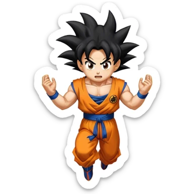 A Goku Emoji Going Super Saiyan with an aura around him sticker