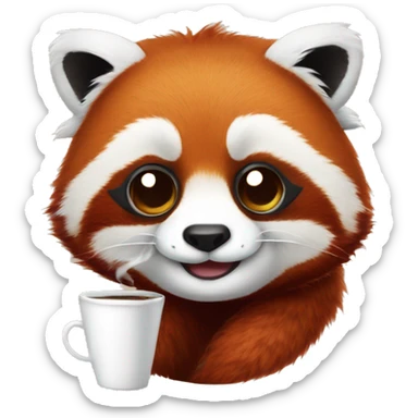 red panda qui fait une pause café sticker