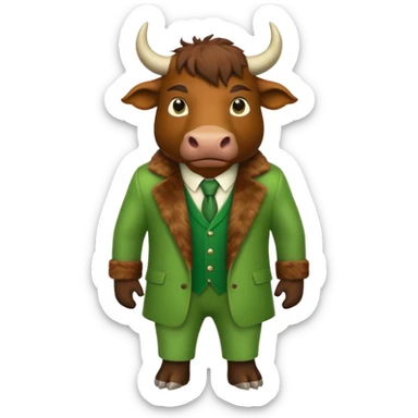 Green bull with clothes sticker