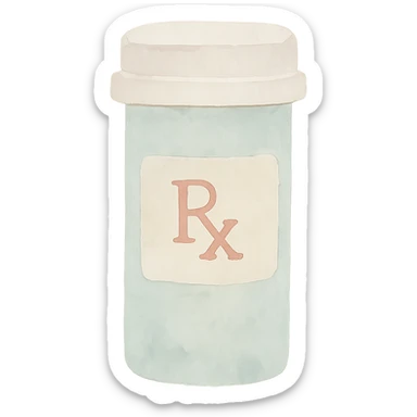 prescription bottle, watercolor style sticker