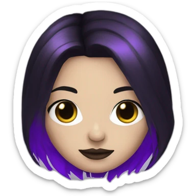 Queen gothic girl long dark black and purple hair sticker