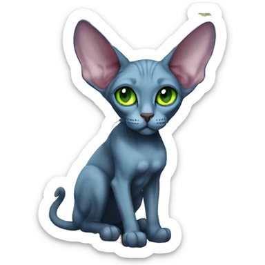 blue sphynx with green eyes halloween cat with pumpkins sticker