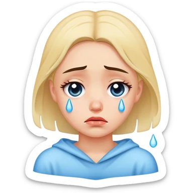realistic portrait of sad girl with tears sticker