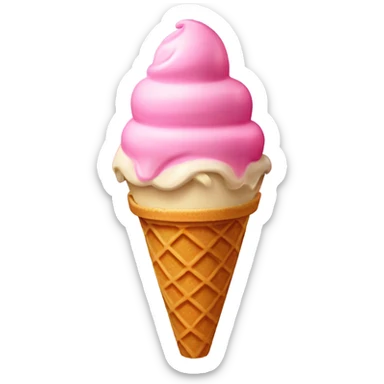  Regular Pink ice cream in a waffle cone  sticker