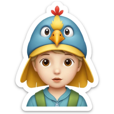 child with a bird hat sticker