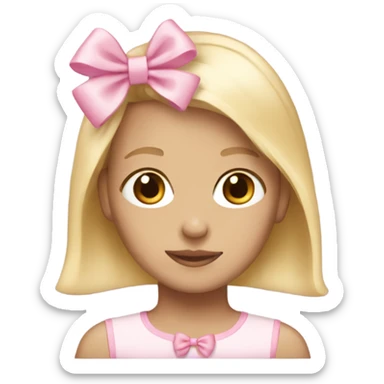 Blonde with light pink hairbow sticker