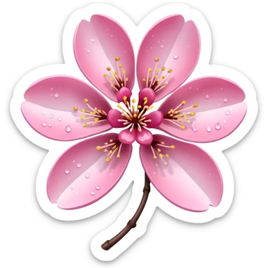 Stylized pink glitter cherry blossom flower (sakura) sticker