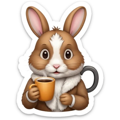 rabbit with coffee sticker