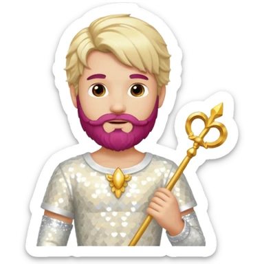 Cupid, God of Love from Gods and Goddesses with long blond hair and beard, ivory sequin outfit sticker