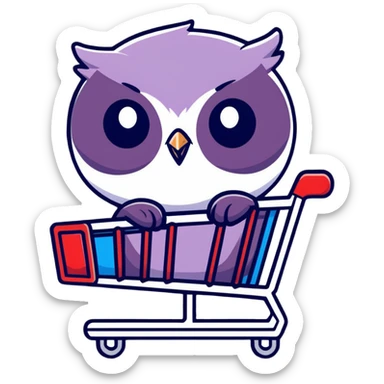 Cute Twilio owl standing in a shopping cart sticker