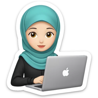 hijab cute girls with labtop sticker
