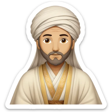 Cinematic Realistic Rumi Portrait Emoji, depicted as a mystical poet with soulful eyes and flowing traditional robes, rendered with delicate textures and ethereal soft lighting that captures his transcendent spiritual wisdom. sticker