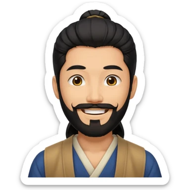 japanese man emoji with black beard and black long hair sticker