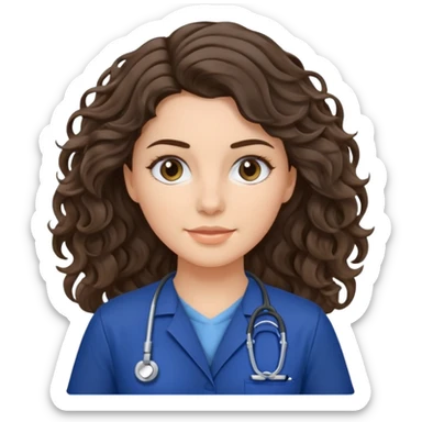 a brunette wavy hair vet woman with navy blue scrub

 sticker