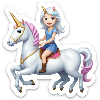 Girl riding a unicorn sticker