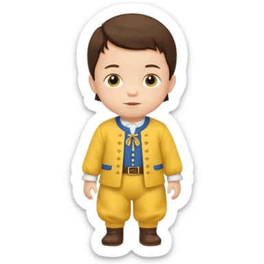 brunette baby boy traditional yellow dutch clothes sticker