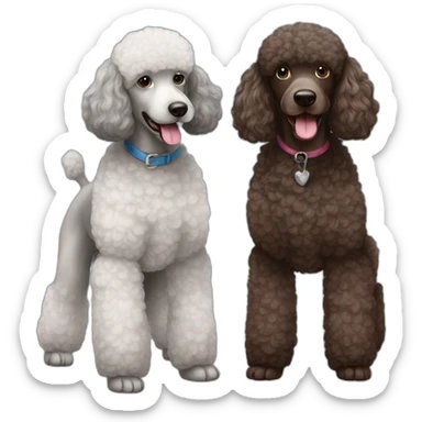 Chocolate and grey two poodles sticker
