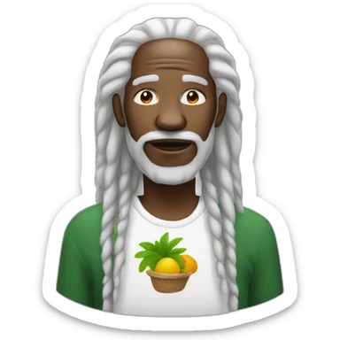 an old black man with white rasta sticker