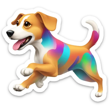 Vector art of a dog running made of vector multicoloured gradient shapes abstract shapes vector art sticker