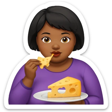 Fat black woman with short hair eating cheese. Shorter hair sticker