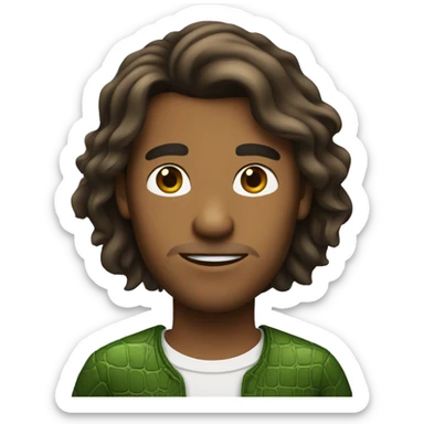 Long hair brown man with alligator  sticker