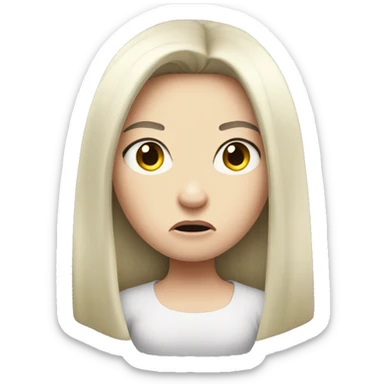 Angry pale girl with long black hair  sticker