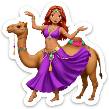 red hair purple dress belly dancer with camel sticker