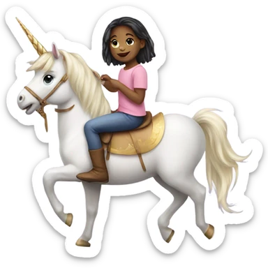 Little girl on unicorn sticker