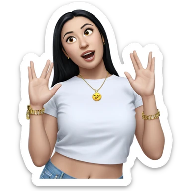 girl with black hair jewelry sticker