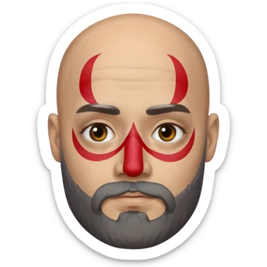 bald bearded man with face paint sticker