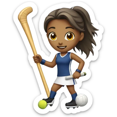 a girl playing field hockey sticker