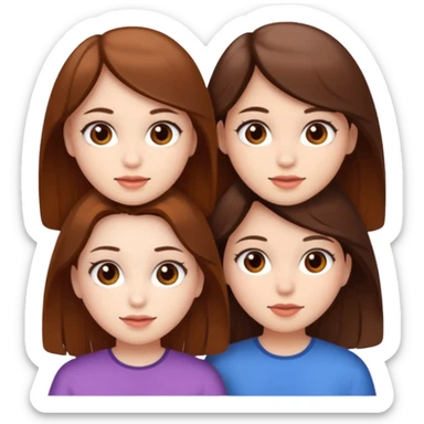 Three girls white skin brown eyes and brown hair  sticker