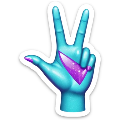 Glitter Roxo e Ciano Mão apontando para direita sticker