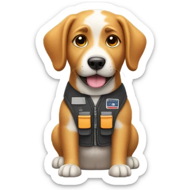 Dog with service vest sticker