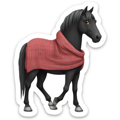 black horse wearing a blanket sticker