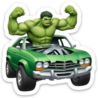 Hulk ripping a car apart  sticker