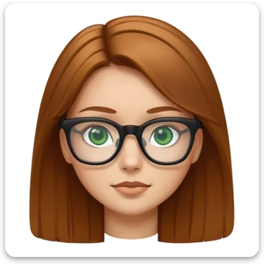 Caucasian girl with golden brown hair, green eyes, and black square glasses  sticker