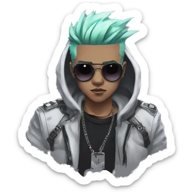 Edgy Kawaii  Cool Cartoon Anime Punk Techwear Gothic guy sticker