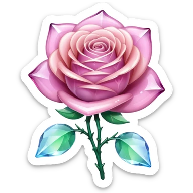 Sparkly glossy Pastel  glass crystal rose flower  sticker
