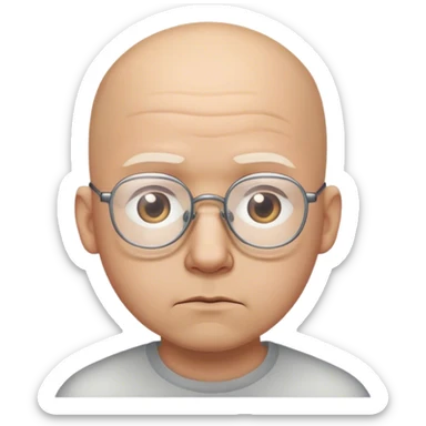 a sad man who is bald with glasses sticker