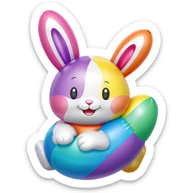 easter rainbow inflatable bouncy bunny sticker
