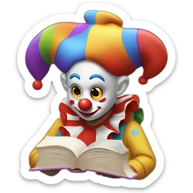 Clown closing a book sticker