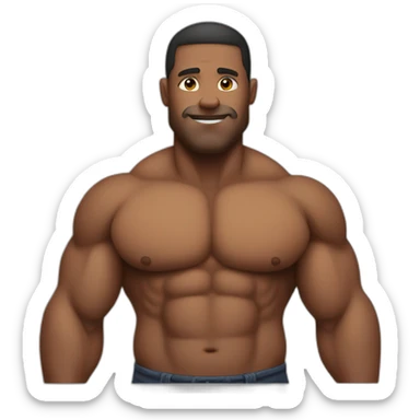 muscular man with a big belly sticker